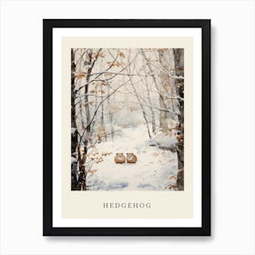 Winter Watercolour Hedgehog Poster Art Print