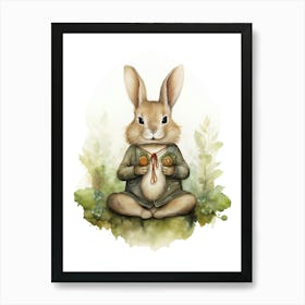 Bunny Meditating Rabbit Prints Watercolour 2 Art Print