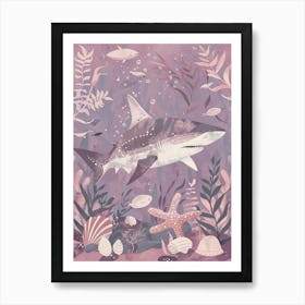 Purple Greenland Shark Illustration 1 Art Print