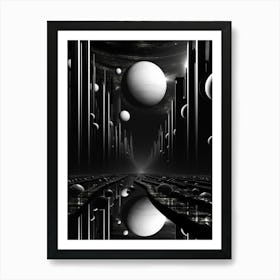 Parallel Universes Abstract Black And White 2 Art Print
