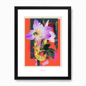 Amaryllis 2 Neon Flower Collage Poster Art Print