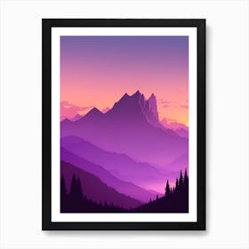 Misty Mountains Vertical Composition In Purple Tone 50 Art Print