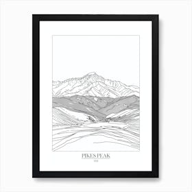 Pikes Peak Usa Line Drawing 5 Poster Art Print