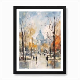 Winter City Park Painting El Retiro Park Madrid Spain 1 Art Print