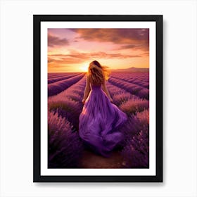 Lavender Field At Sunset Art Print