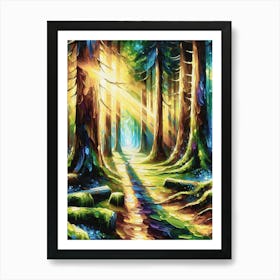 Enchanted Forest Path  AI Art Print