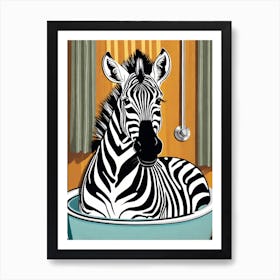 Zebra In A Bath Tub, whimsical animal art, 1134 Art Print