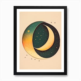 Crescent Vintage Sketch Space Art Print