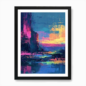 Abstract - Sunset | Pixel Art Series 1 Art Print