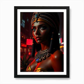 Cleopatra In Neon Light - Diverse Art Illustration 86 Art Print