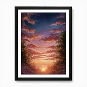 Sunset In The Woods 3 Art Print