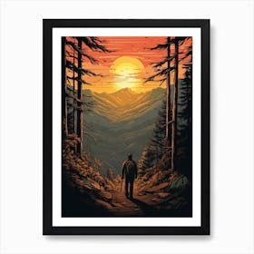 Appalachian Trail Usa 3 Vintage Travel Illustration Art Print