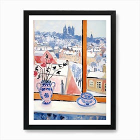 The Windowsill Of Prague   Czech Republic Snow Inspired By Matisse 4 Art Print