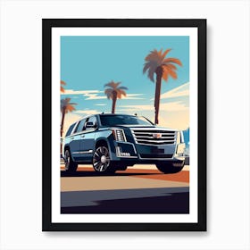 A Cadillac Escalade In French Riviera Car Illustration 1 Art Print