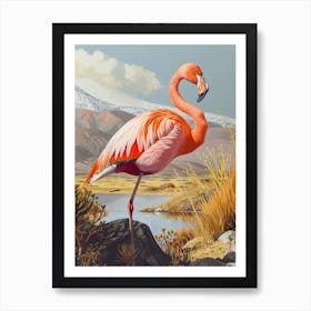 Greater Flamingo Andean Plateau Chile Tropical Illustration 4 Art Print