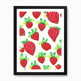 Strawberry Repeat Pattern, Fruit, Crayon Art Print