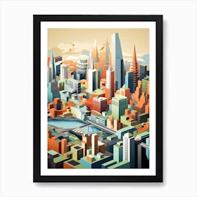 New York City View   Geometric Vector Illustration 2 Art Print