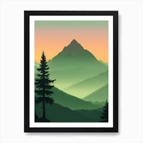 Misty Mountains Vertical Composition In Green Tone 8 Art Print