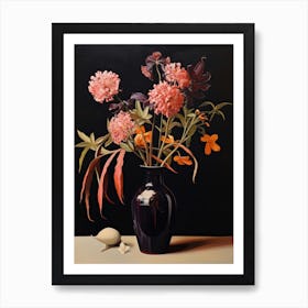 Bouquet Of Bluebeard Flowers, Autumn Fall Florals Painting 1 Art Print