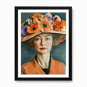 Woman With A Flower Hat 1 Art Print