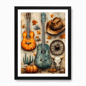 Cowboy Guitars Art Print