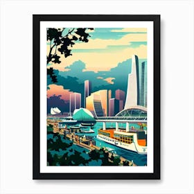 Marina Bay Singapore Vintage Poster harbour Art Print