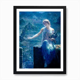 The Valkyrie's Vigil by Edward Robert Hughes 1914 - Viking Norse War Goddess Fairytale Romanticism Aestheticism Pre-Raphaelitism Oil Painting Remastered HD Art Print