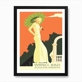 Wrnci Bad, Serbia, Vintage Travel Poster in Pop Art Style Art Print