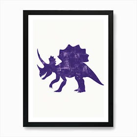 Triceratops Purple Dinosaur Silhouette Art Print