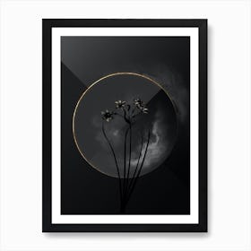 Shadowy Vintage Rush Daffodil Botanical on Black with Gold n.0014 Art Print