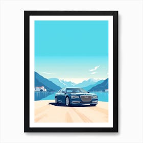 A Chrysler 300 Car In The Lake Como Italy Illustration 4 Art Print