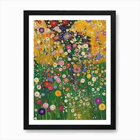 Gustav Klimt Wild Flower Garden Yellow Vintage Art Print