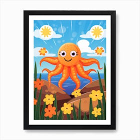 Day Octopus Flat Kids Illustration 1 Art Print