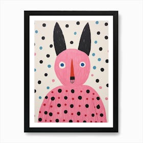 Pink Polka Dot Rabbit 3 Art Print