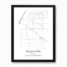 Bargersville,United States Minimalist Map Art Print