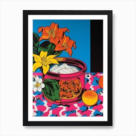 Lilies Still Life 3 Pop Art  Art Print