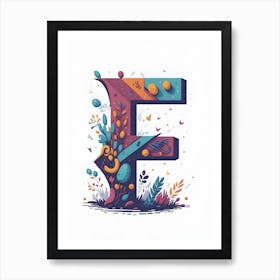 Colorful Letter F Illustration 13 Art Print