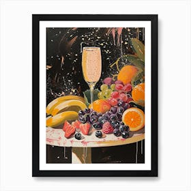 Prosecco & Fruit Art Deco 1 Art Print