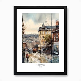 Oslo, Norway 4 Watercolor Travel Poster Art Print