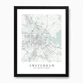 Amsterdam Netherlands Street Map Color Minimal Art Print