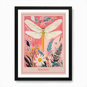 Floral Animal Painting Dragonfly 3 Poster Art Print