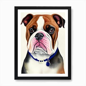 Bulldog 3 Watercolour Dog Art Print
