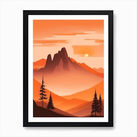 Misty Mountains Vertical Composition In Orange Tone 294 Art Print