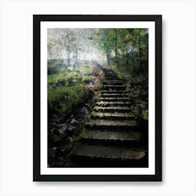 Stone Steps In The Forest, Oil Painting Art Print