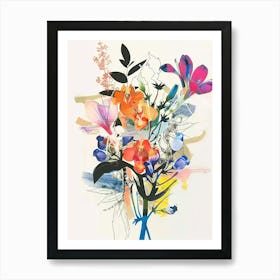 Lobelia 2 Collage Flower Bouquet Art Print