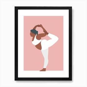 Modern minimal yoga pose woman in pink Art Print