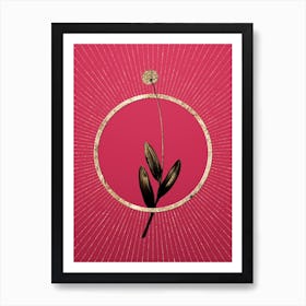 Gold Victory Onion Glitter Ring Botanical Art on Viva Magenta n.0204 Art Print