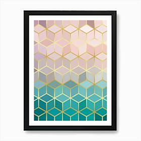 Golden squares and lines 1 Art Print