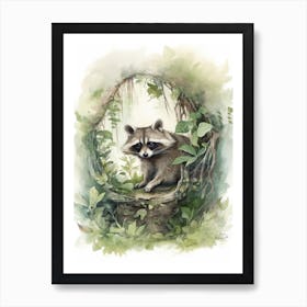 A Forest Raccoon Watercolour Illustration Storybook 3 Art Print