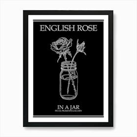 English Rose In A Jar Line Drawing 2 Poster Inverted Art Print